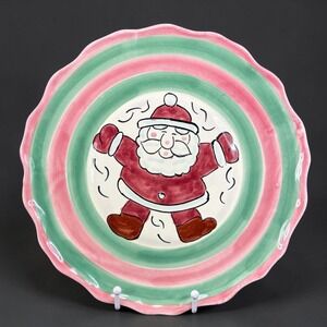 JMB Mexico Santa Claus Christmas Plate Hand Painted Scalloped Ceramic 11 Inch